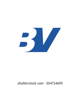 BV negative space letter logo blue