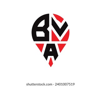 Diseño del logotipo de la forma de ubicación de la letra BVA. Diseño sencillo del logotipo de ubicación de la carta BVA