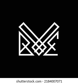 Logo del monograma artístico BVE. Un logo aislado de fondo negro. Adecuado para empresa, marca personal, galería de arte y evento.