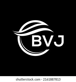 Diseño del logo de la carta BVJ sobre fondo negro. El concepto del logotipo de la letra de círculo creativa de BVJ. Diseño de letras BVJ.
