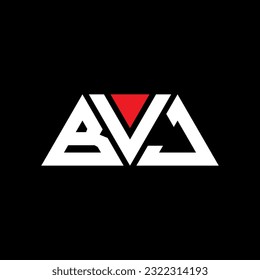 BVJ triangle letter logo design with triangle shape. BVJ triangle logo design monogram. BVJ triangle vector logo template with red color. BVJ triangular logo Simple, Elegant, and Luxurious design