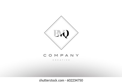 bvq b v q retro vintage simple rhombus three 3 letter combination black white alphabet company logo line design vector icon template 