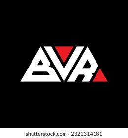 BVR triangle letter logo design with triangle shape. BVR triangle logo design monogram. BVR triangle vector logo template with red color. BVR triangular logo Simple, Elegant, and Luxurious design