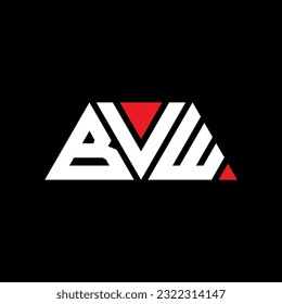 BVW triangle letter logo design with triangle shape. BVW triangle logo design monogram. BVW triangle vector logo template with red color. BVW triangular logo Simple, Elegant, and Luxurious design