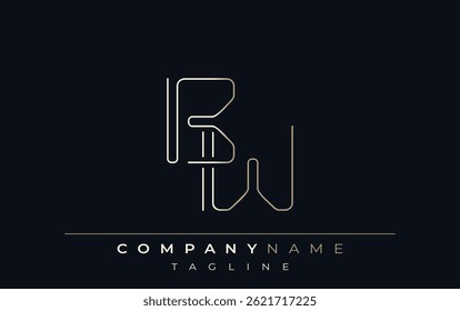 BW Abstract Line Style Logo. Minimalist Design Featuring the Letters B and W Abstract Line Style