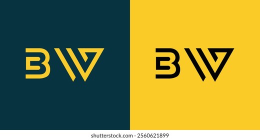 BW abstract minimalist letters Logo Monogram. It is a minimalist logo, this logo is made by combining two letters