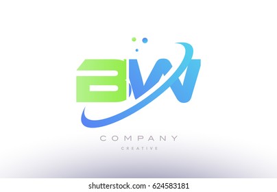 bw b w alphabet green blue swoosh letter company logo vector icon design template