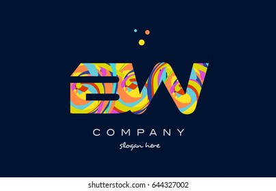 bw b w alphabet letter logo colors colorful rainbow acrylic font creative text dots company vector icon design template