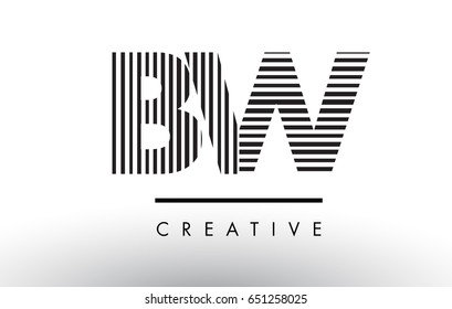 BW B W Black and White Letter Logo Design with Vertical and Horizontal Lines.