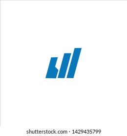 BW B W Blue Letter Logo Design