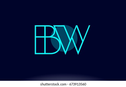 bw b w blue line circle letter logo alphabet creative company vector icon design template