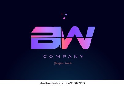 bw b w creative color blue background pink purple blue magenta alphabet letter company logo vector icon design
