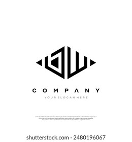 BW B W cutting and linked letter logo icon with paper cut in the middle. Creative monogram logo design. Fashion icon design template.