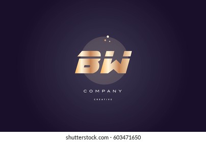 bw b w  gold yellow golden metal metallic bold luxury product modern creative gradient alphabet company logo design vector icon template