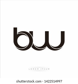 bw b w Initial Letter Split Lowercase Modern Monogram linked outline rounded logo
