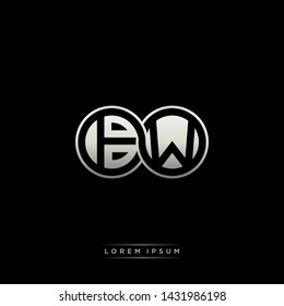 BW B W initial letter linked circle capital monogram logo modern template silver color edition