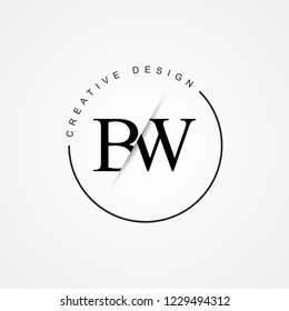 BW B W Initial Logo. Cutting and linked letter logo icon with paper cut in the middle. Creative monogram logo design. Fashion icon design template.