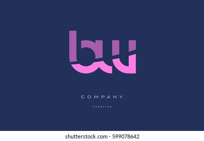 bw b w  pink blue pastel modern abstract alphabet company logo design vector icon template 