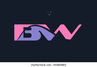 bw b w pink blue magenta alphabet letter logo purple font creative text dots company vector icon design template