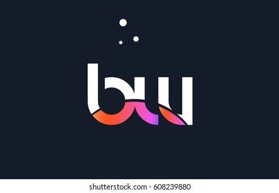 bw b w  pink modern creative purple alphabet white blue gradient company letter logo design vector icon template