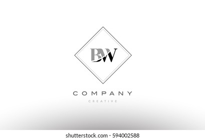 bw b w  retro vintage black white alphabet company letter logo line design vector icon template 