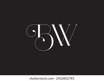 BW B W White Letter Logo Design