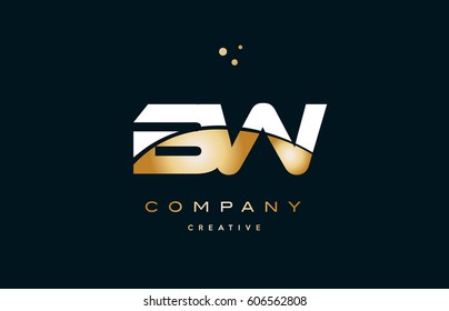 bw b w  white yellow gold golden metal metallic luxury alphabet company letter logo design vector icon template