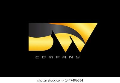 BW B W yellow black alphabet combination letter logo design suitable for a company or business