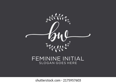 Monograma de belleza BW y elegante logo de diseño de logo para escritura a mano de firma inicial, boda, moda, floral y botánica con plantilla creativa.