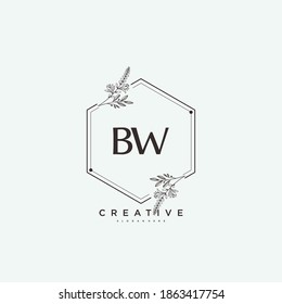BW Beauty vector initial logo art, handwriting logo of initial signature,  botanical with creative template for any company or business.