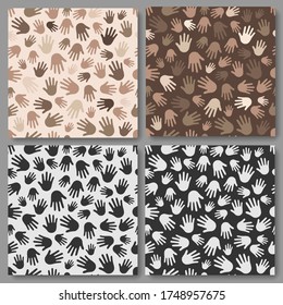 B&W and color abstract hand background seamless pattern vector