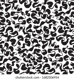 BW color hand drawn massy stroke seamless texture for background, fabric, textile, wrap, surface, web and print design. Soft wavy ribbon lines repeatable pattern. 