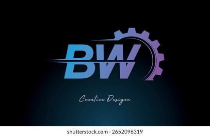 BW Gear Fusion Logo – Industrial Tech-Inspired Letter mark Futuristic Industrial Letter Mark Design for Technology and Engineering Brands.