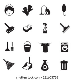 B&W icons set : Cleaning Objects