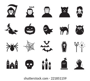 B&W icons set : Halloween Objects