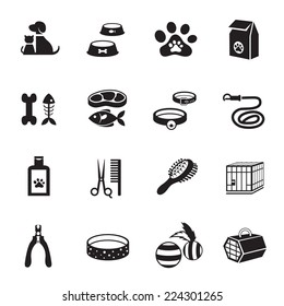 B&W icons set : Pet, Cat & Dog Object