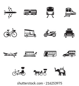 B&W icons set : Thailand Transportation, Trips & Travel