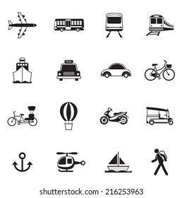 B&W icons set : Transportation, Trips & Travel