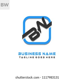 BW initial box letter logo template vector