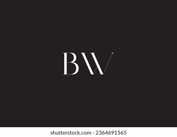 Diseño del logotipo de la letra manuscrita inicial de BW y logotipo de monograma