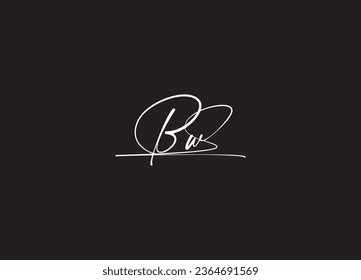 Diseño del logotipo de la letra manuscrita inicial de BW y logotipo de monograma