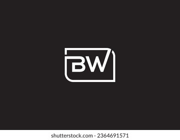 Diseño del logotipo de la letra manuscrita inicial de BW y logotipo de monograma