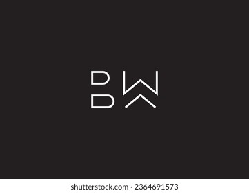 Diseño del logotipo de la letra manuscrita inicial de BW y logotipo de monograma