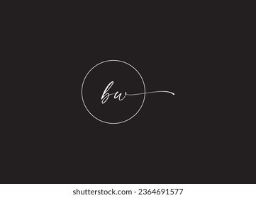 Diseño del logotipo de la letra manuscrita inicial de BW y logotipo de monograma