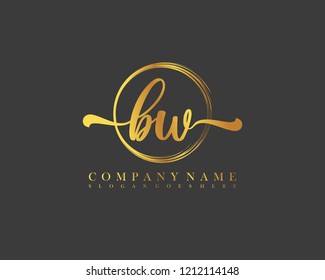 BW initial handwriting logo circle template vector
