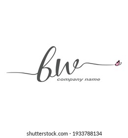 BW logotipo de escritura manual inicial belleza vectorial de lujo