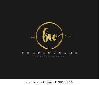 BW initial handwriting logo template vector