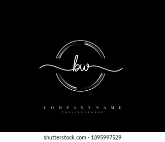 BW initial handwriting logo template vector