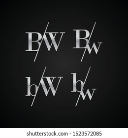 BW initial letter elegant symbol template vector for creative label packaging brand wedding invitations business black and silver color based