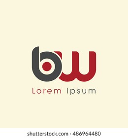 bw initial letter linked lowercase logo. b and w vector template design.